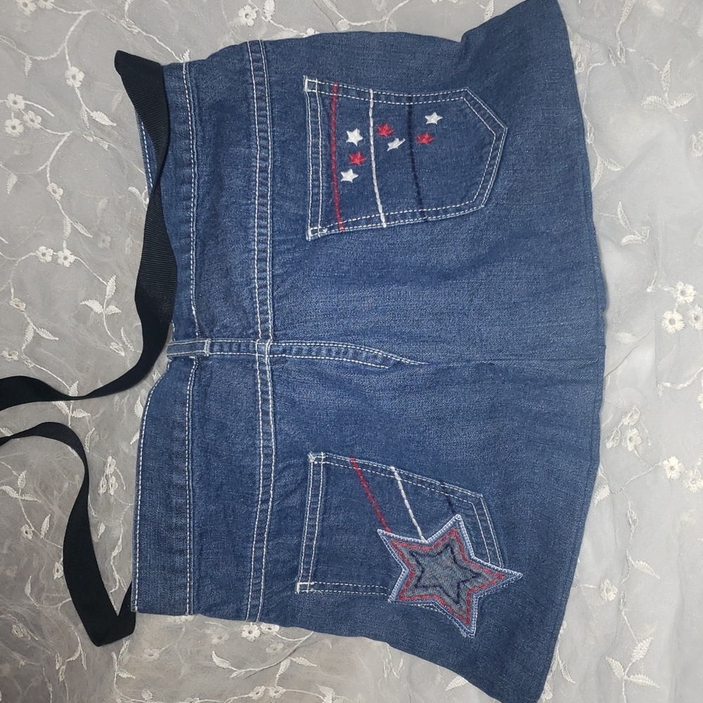 Handmade Denim jean bag,red,white and blue,hobo bag.